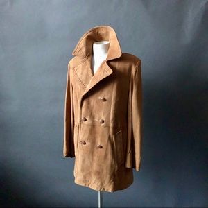 1970s Buff Calfskin Suede Might Mac Pea Coat sz L
